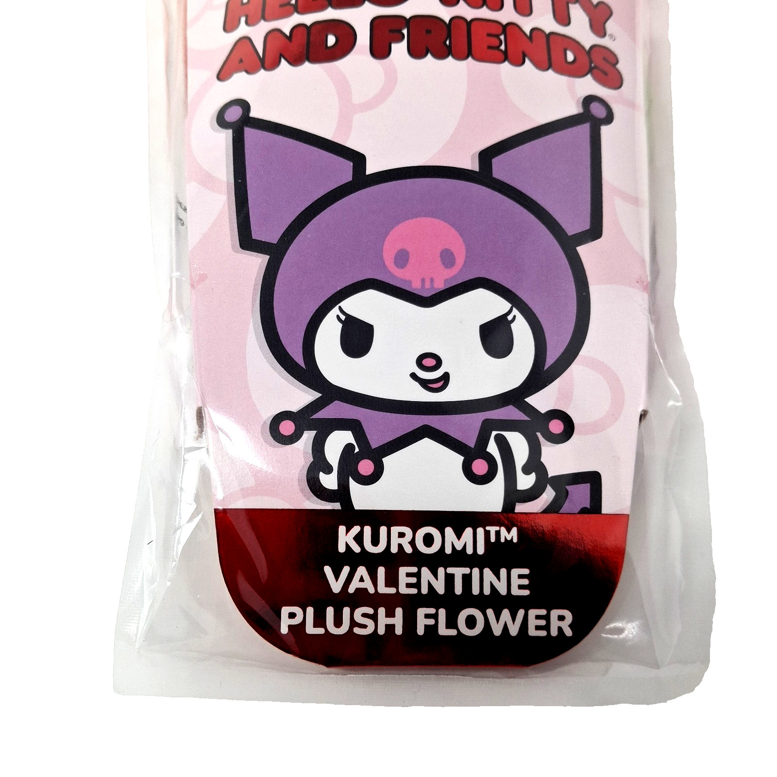 Sanrio Kuromi Plush Valentine’s Day 10″ Flower Bendable Stem Jazwares New