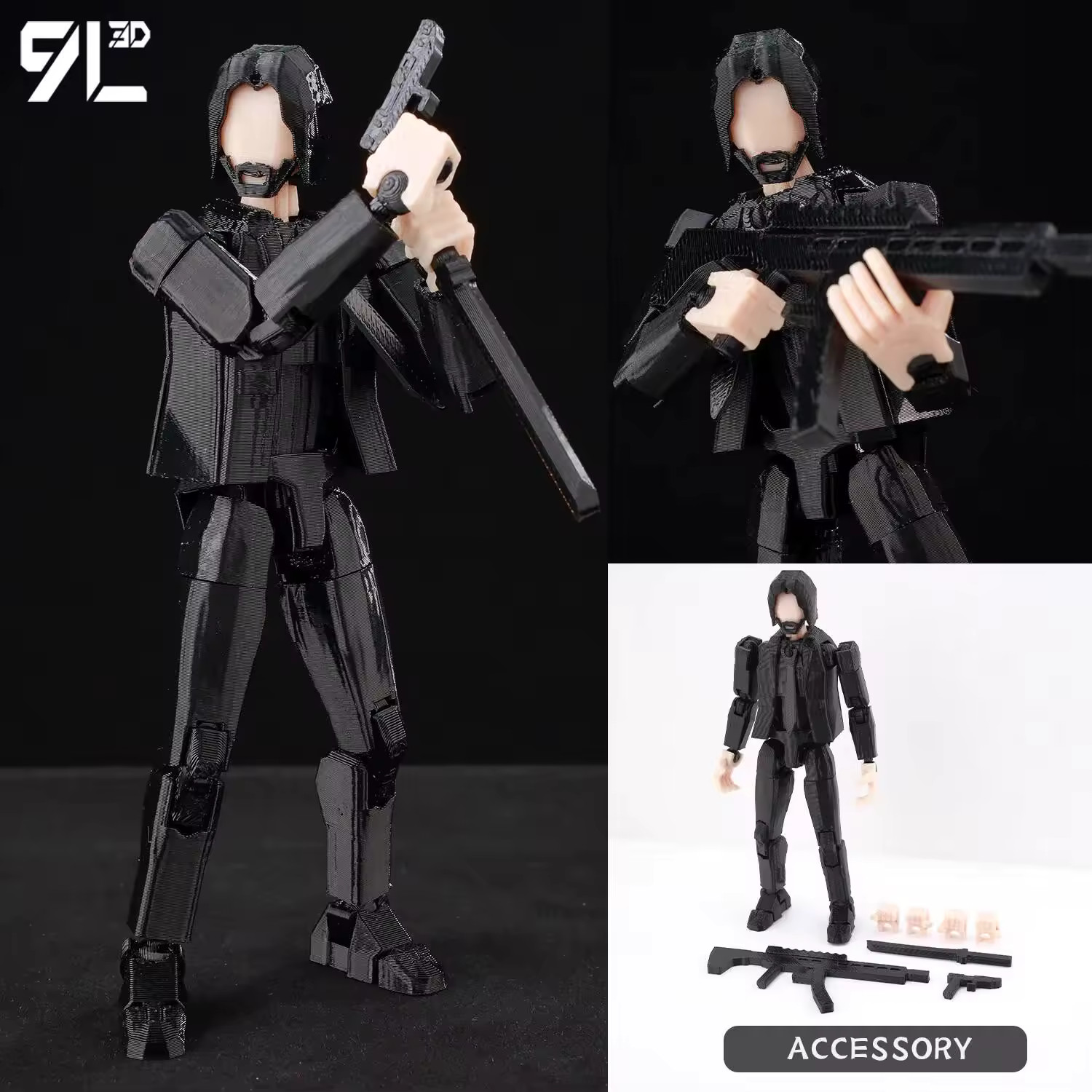 9L3D Keanu Reeves Slayer Lucky13 Action Figure Dummy13 Multi-Jointed