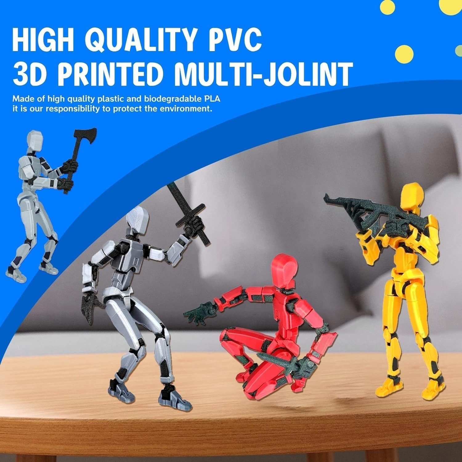 6 Pack Action Figures Plastic 3D Printed Multi-Jointed Poseable Toys for Play…