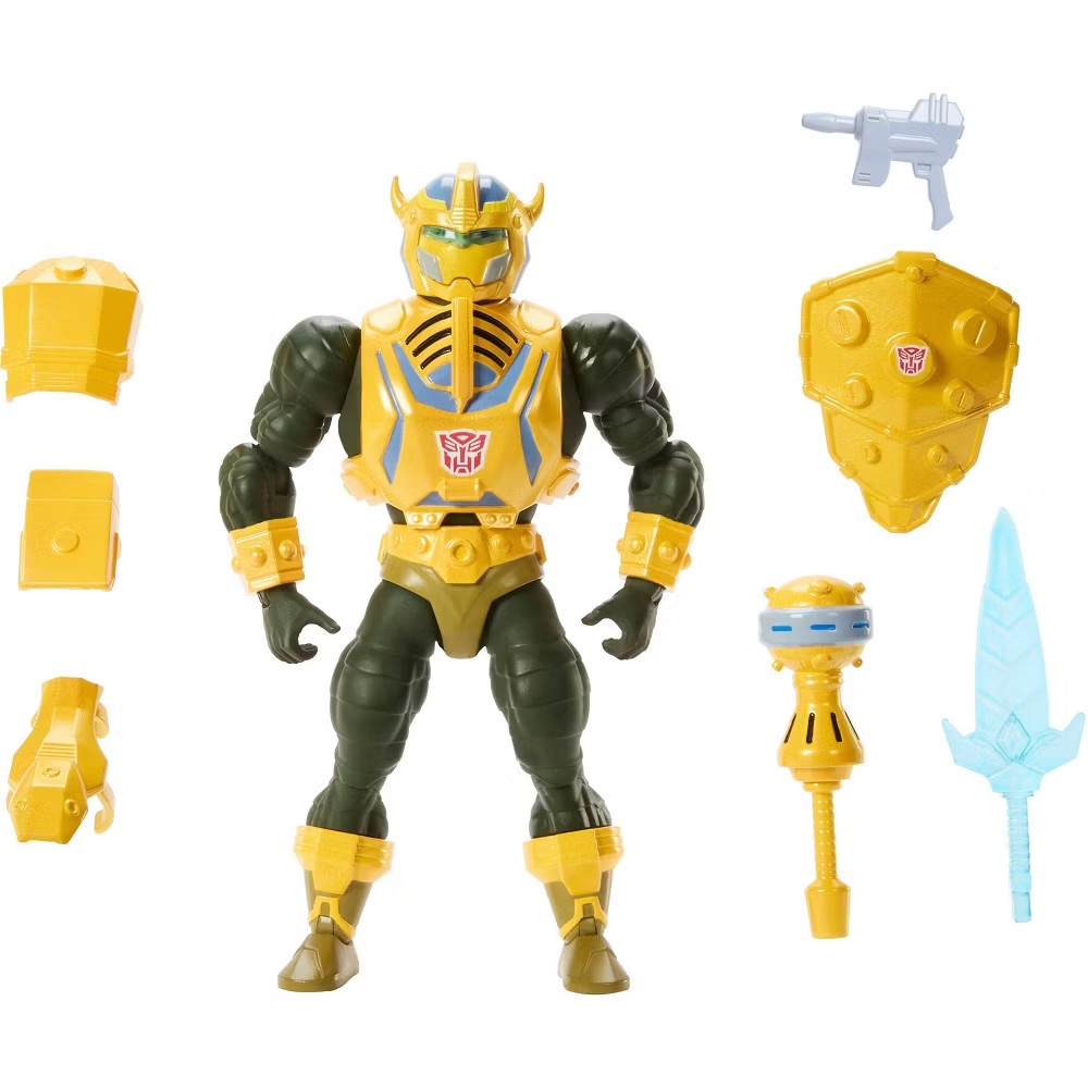 Masters of Universe Origins & Transformers Bumblebee Armor Man At Arms Action