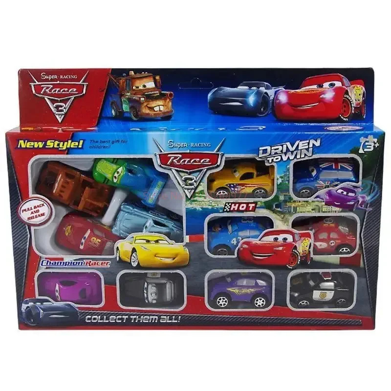 12PCS Cars Lightning McQueen Mater Jackson Storm PVC Pull Back Car Toy Set Gift