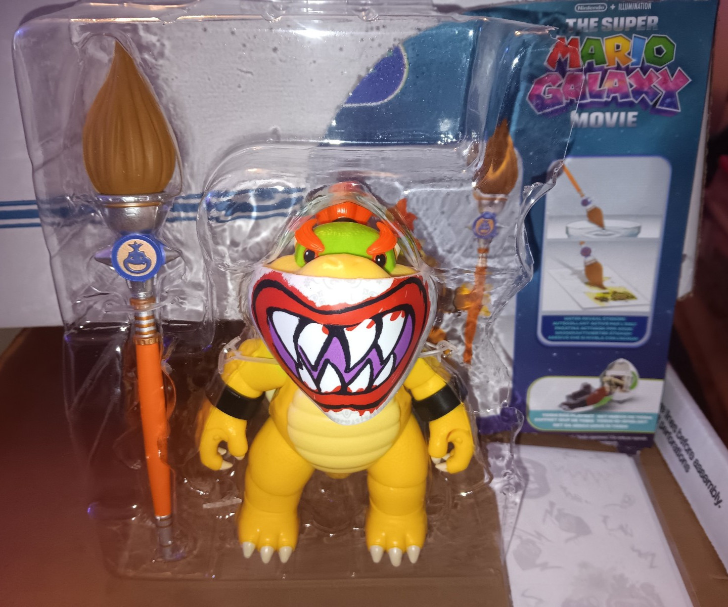 Super Mario Galaxy Movie MASKED Bowser Jr. Figure Paintbrush/stickers Walmart 5″