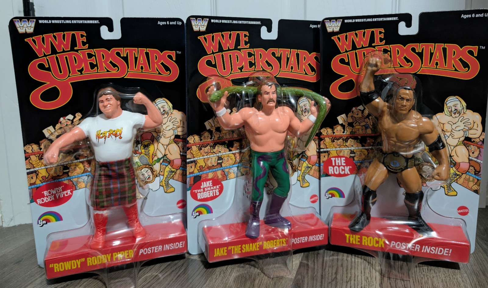 WWE SUPERSTARS LJN 2026 JAKE “THE SNAKE” BLACK CARD, The Rock, And Rowdy Piper