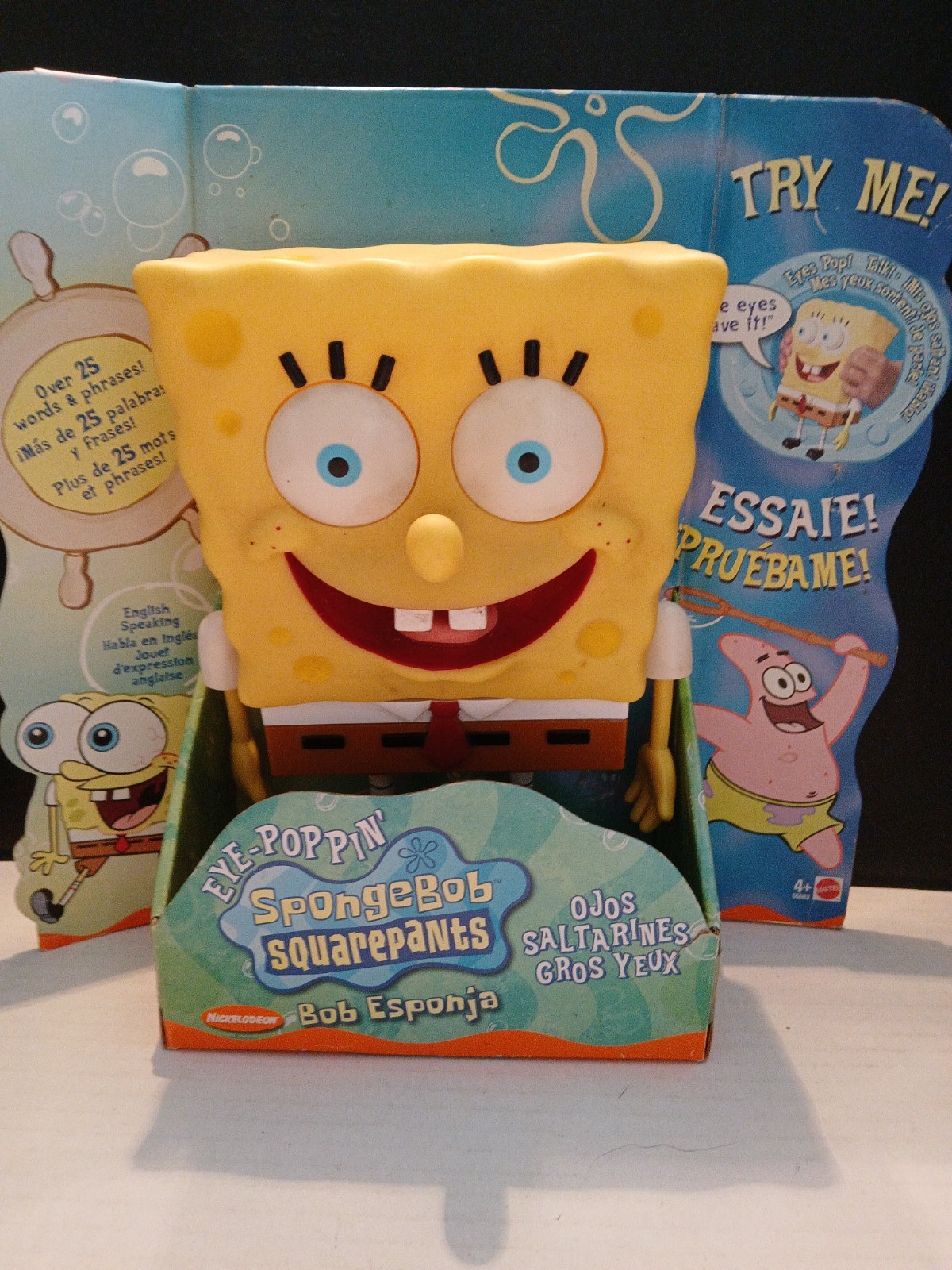VTG SpongeBob SquarePants Eye-Poppin’ Squeeze Me Talking Toy Figure 2002