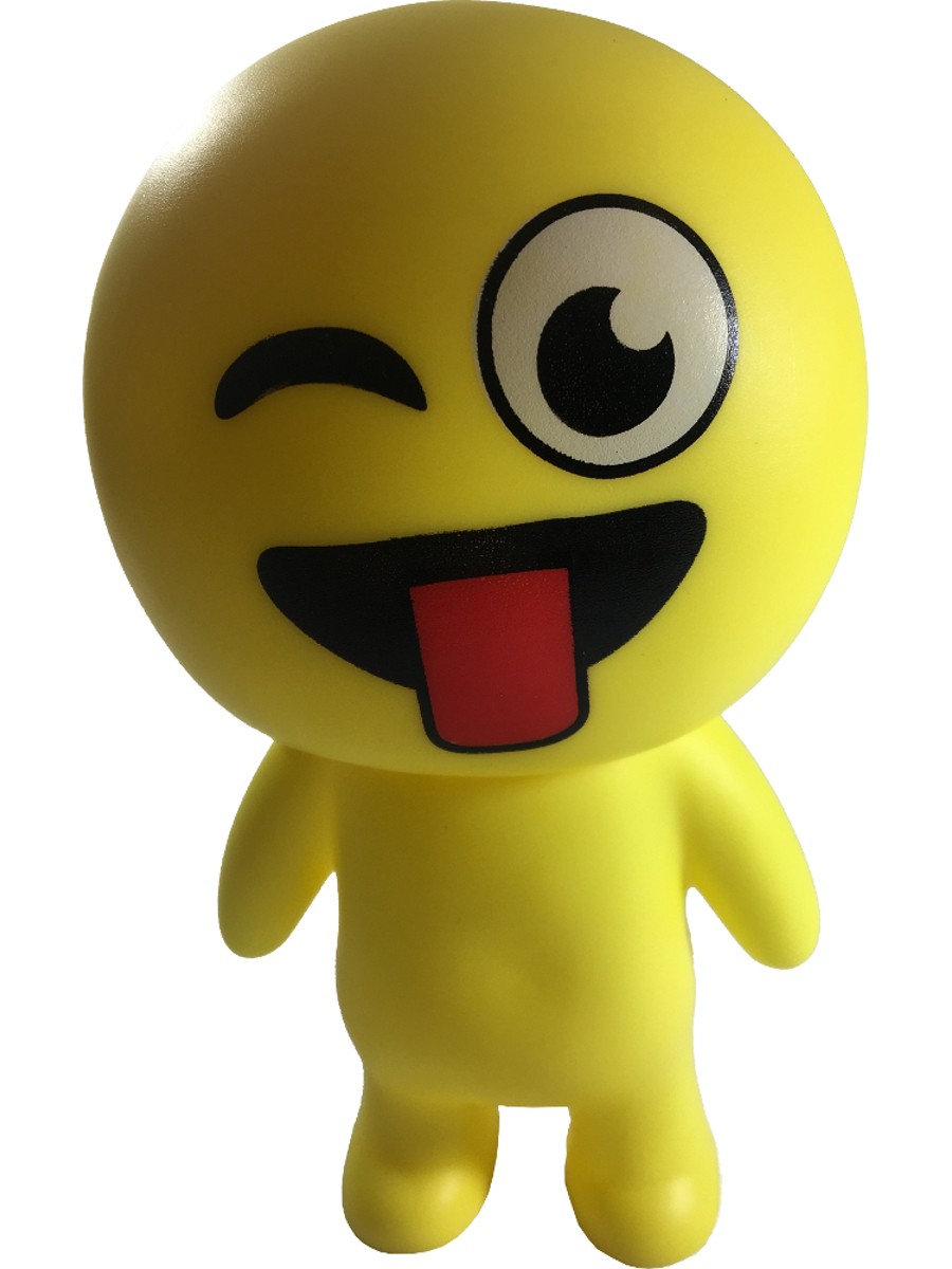 Yellow Tongue Out Emoticon Squeaky Squeeze Figure Relief Toy