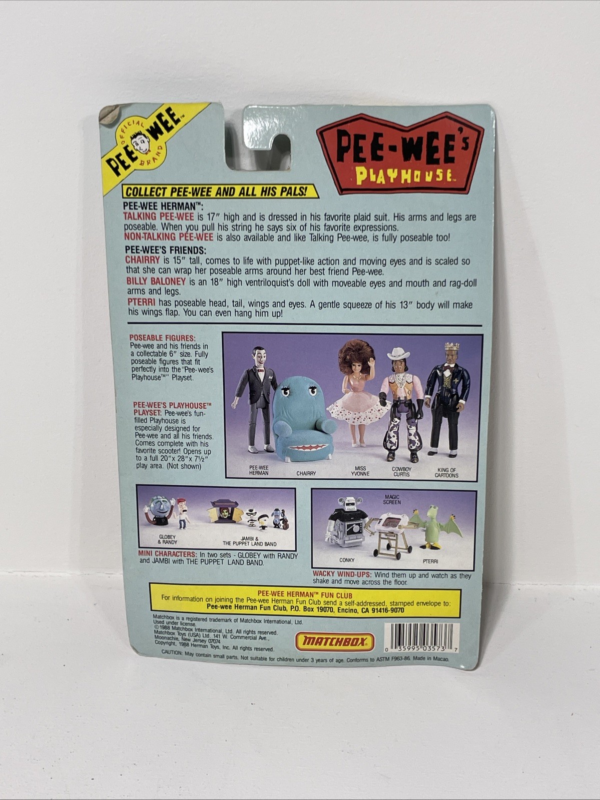 Pee-Wee Herman’s Playhouse Magic Screen (1988) Matchbox Toy Figure New