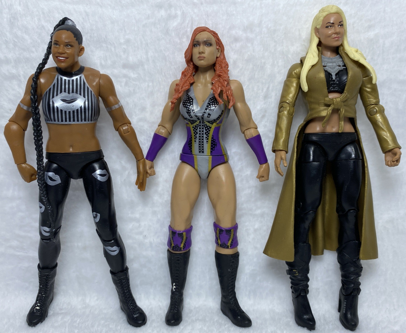 Lot of 3 WWE Becky Lynch, Bianca Belair, Maryse WWF Wrestling Action Figure