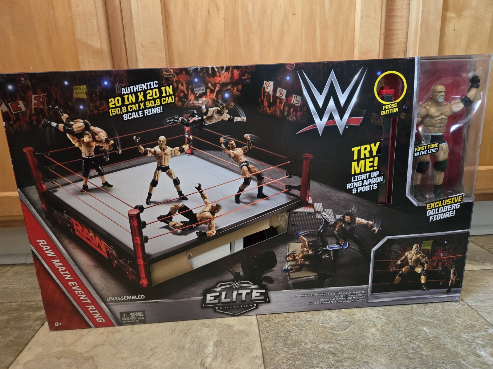 WWE Raw Ring Set with Elite Goldberg and Accessories Used With Box