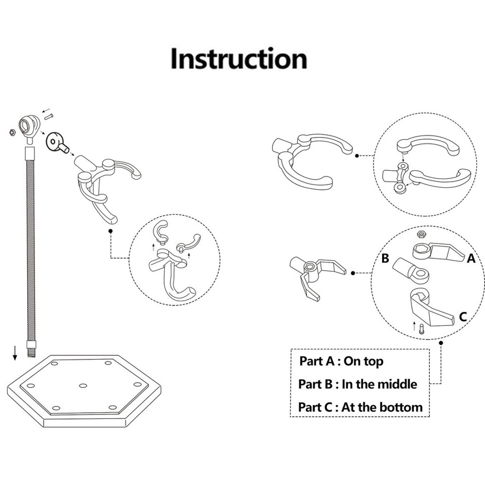 4 Pack Clear Action Figure Stand Action Display Holder Metal Support Arm