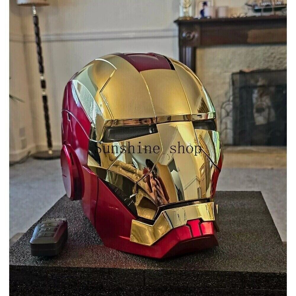 Autoking Iron Man Gold MK5 Helmet Electronic Voice Activated Open&Close Mask New