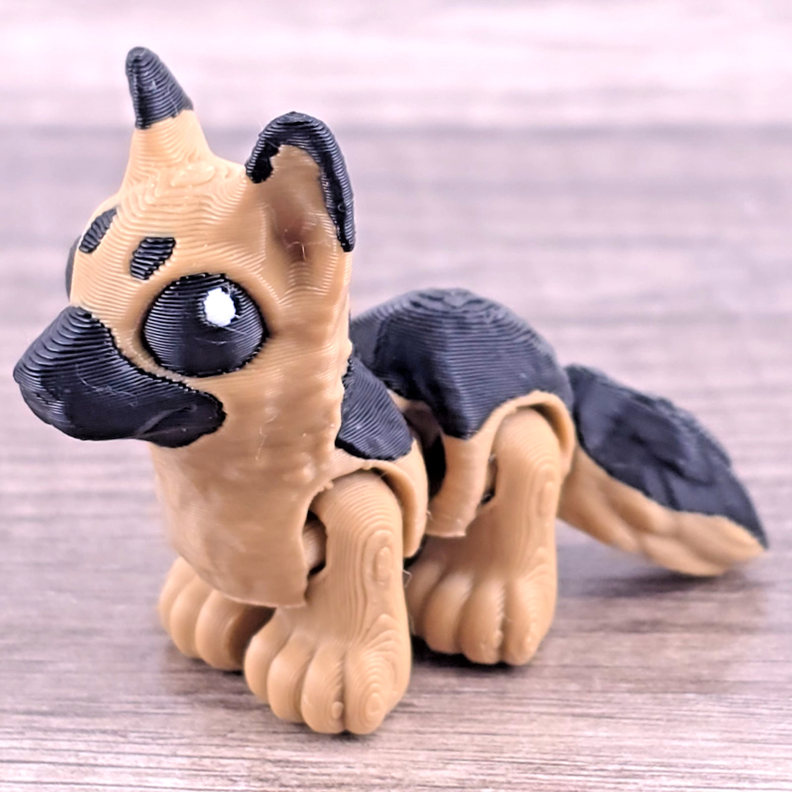 German Shepherd Dog Hatchling Articulated Flexi Fidget Toy Collectible Desk Pet