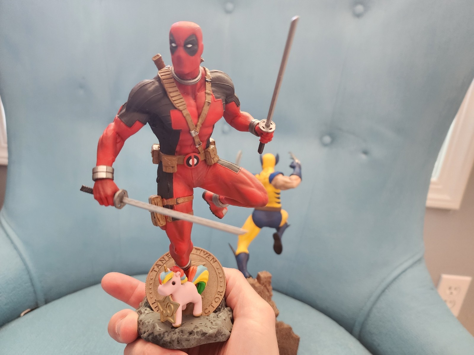 MARVEL PVC STATUES: DEADPOOL and WOLVERINE (1:10 SCALE). Excellent Condition