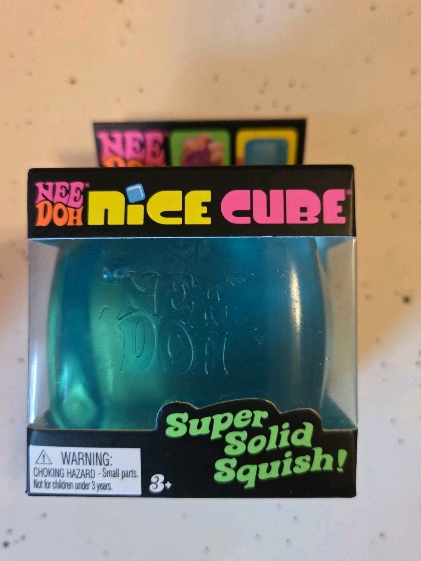 NeeDoh Nice Cube Teal Squeeze Toy with Super Solid Squish Schylling New