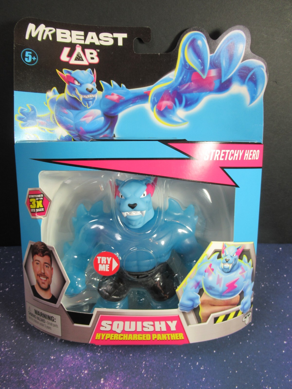 New Mr. Beast Lab Squishy Hypercharged Panther Blue Hero 5 ” Figure