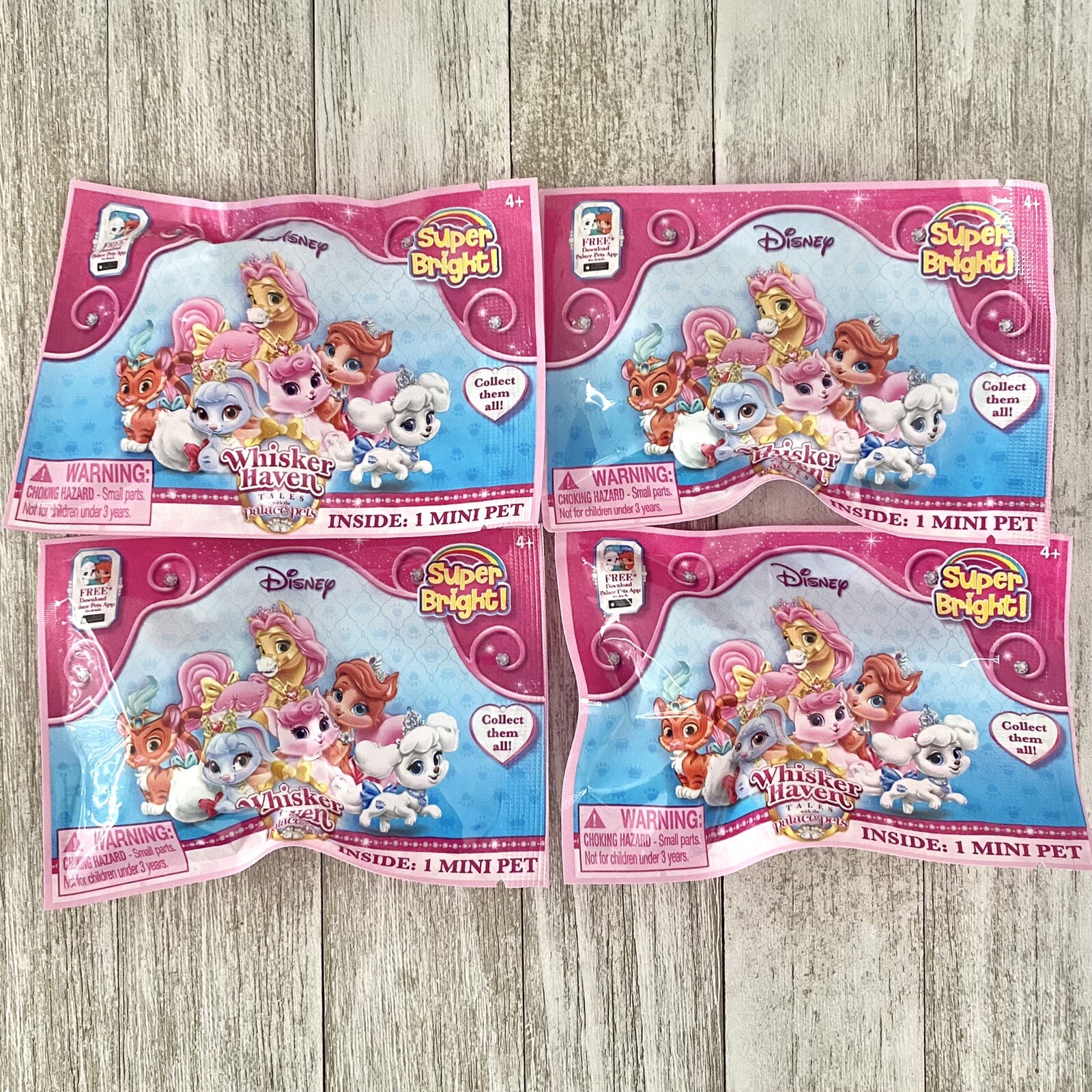 Lot of 4 Disney Whisker Haven Palace Pet Blind Bags Series 4 NEW