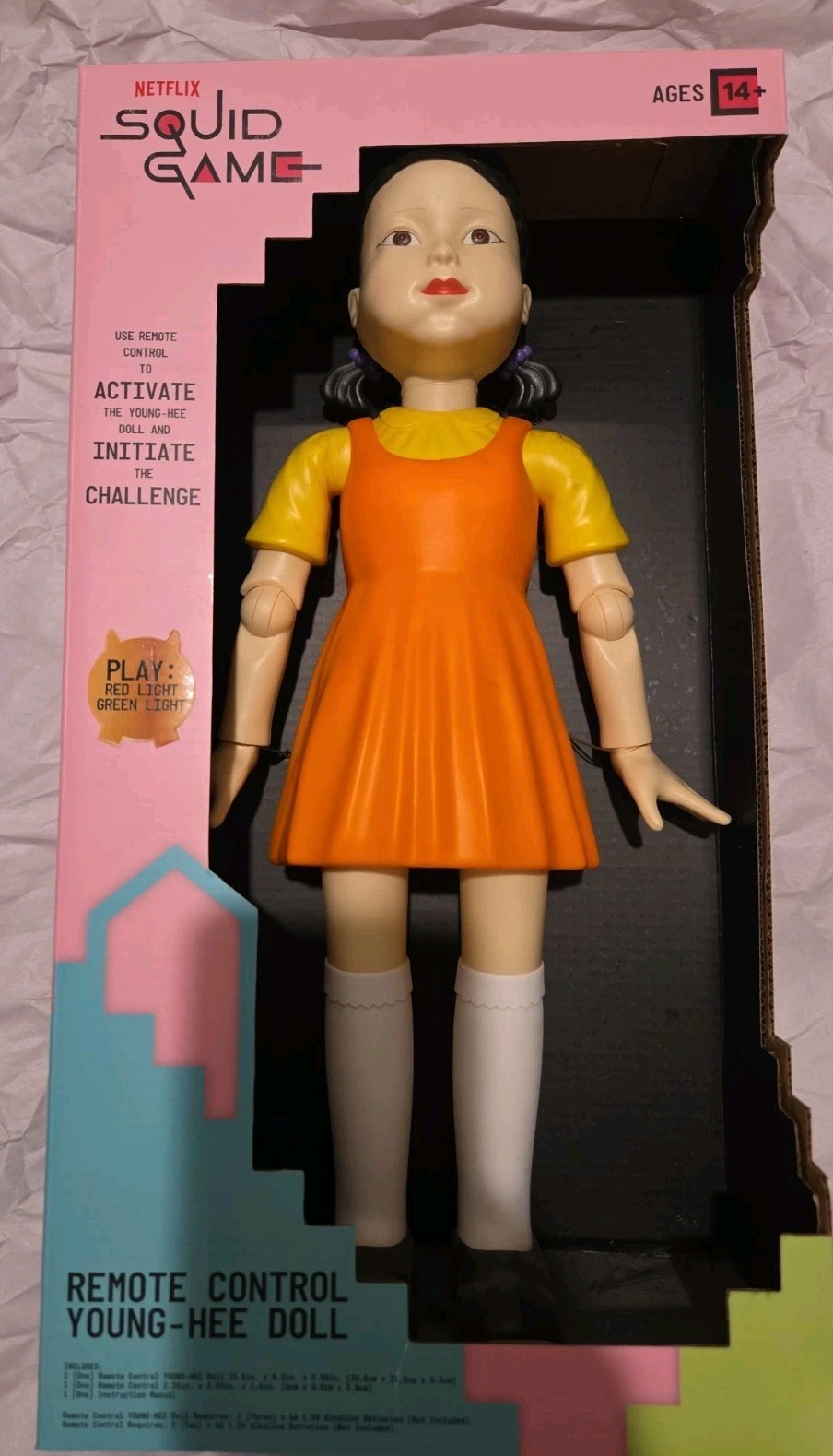 Netflix Squid Game Remote Control Young-Hee 15-inch Doll Red Light Green Light