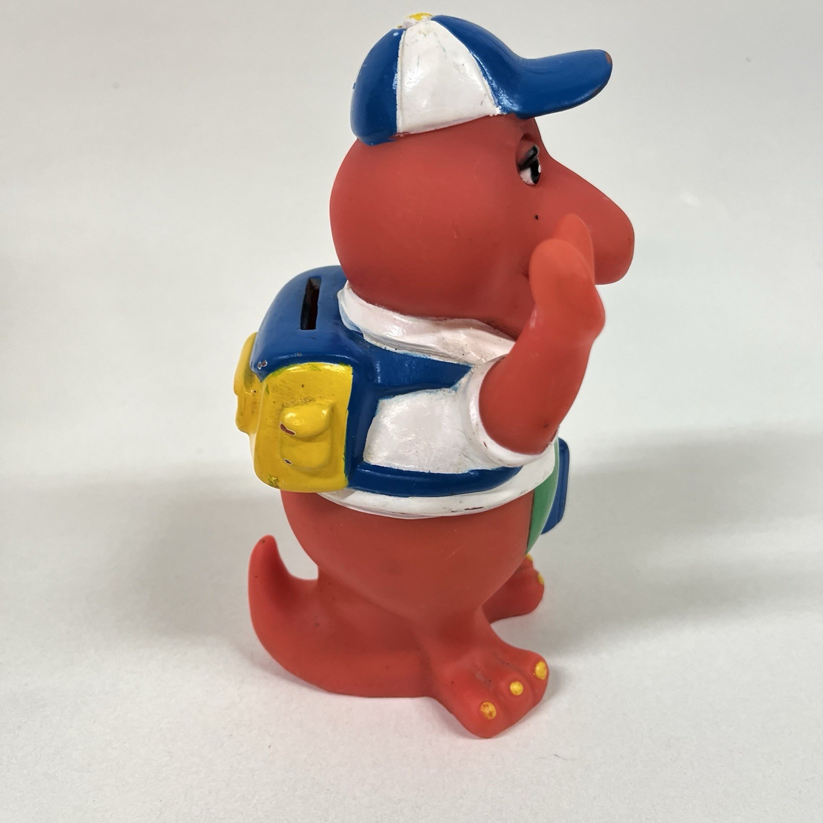 Vtg 1992 Lyons Group 7″ Barney Purple Dinosaur Coin Piggy Bank Back to School