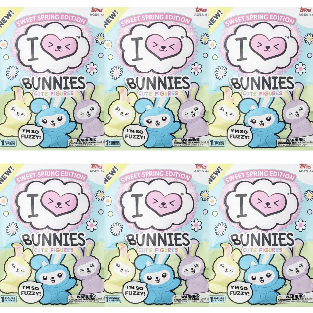 Topps I Heart Bunnies Sweet Spring Cute Fuzzy Figures – Lot of 6 Blind Bags