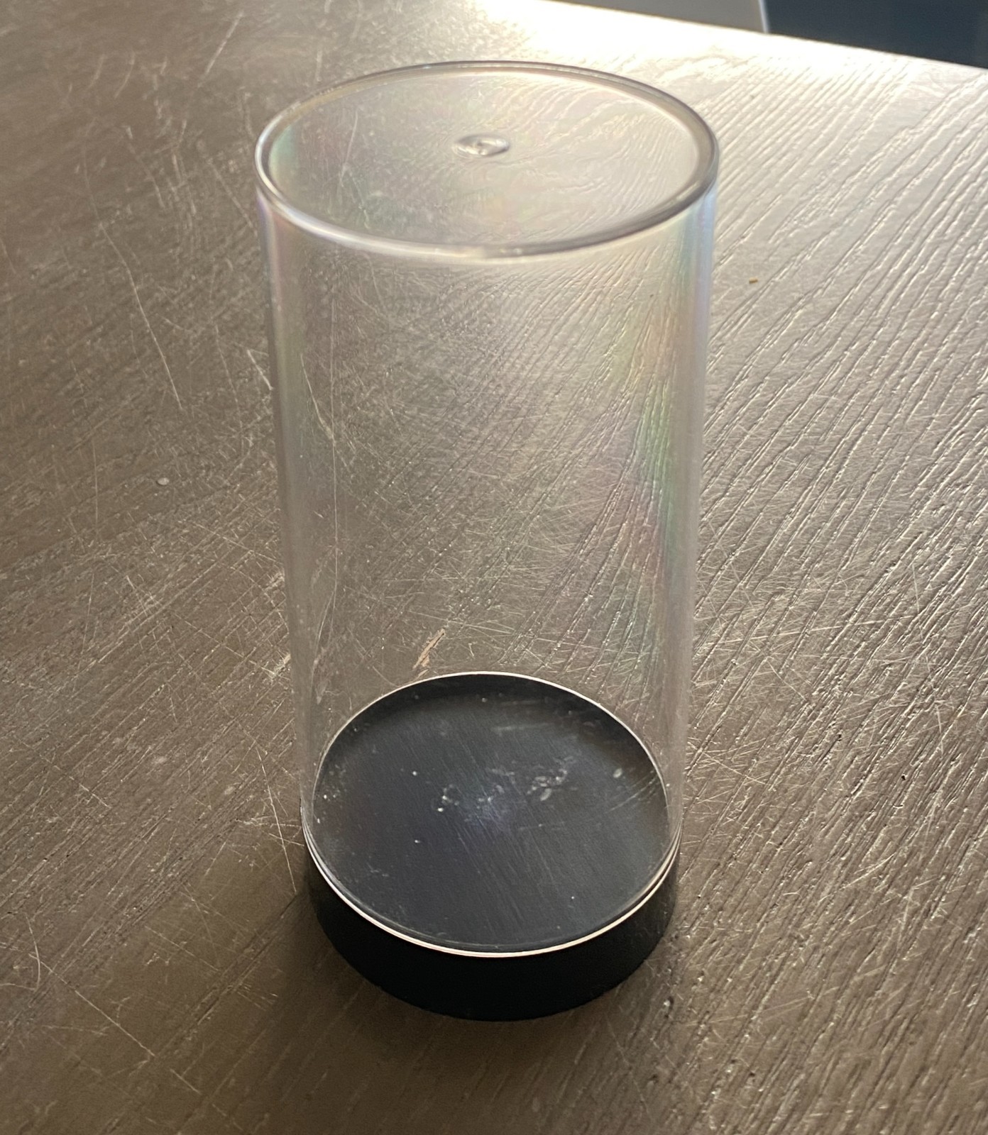 ACTION FIGURE DISPLAY STAND AND CLEAR ACRYLIC CYLINDER 5 & 1/2″ (ALMOST 14 CM)