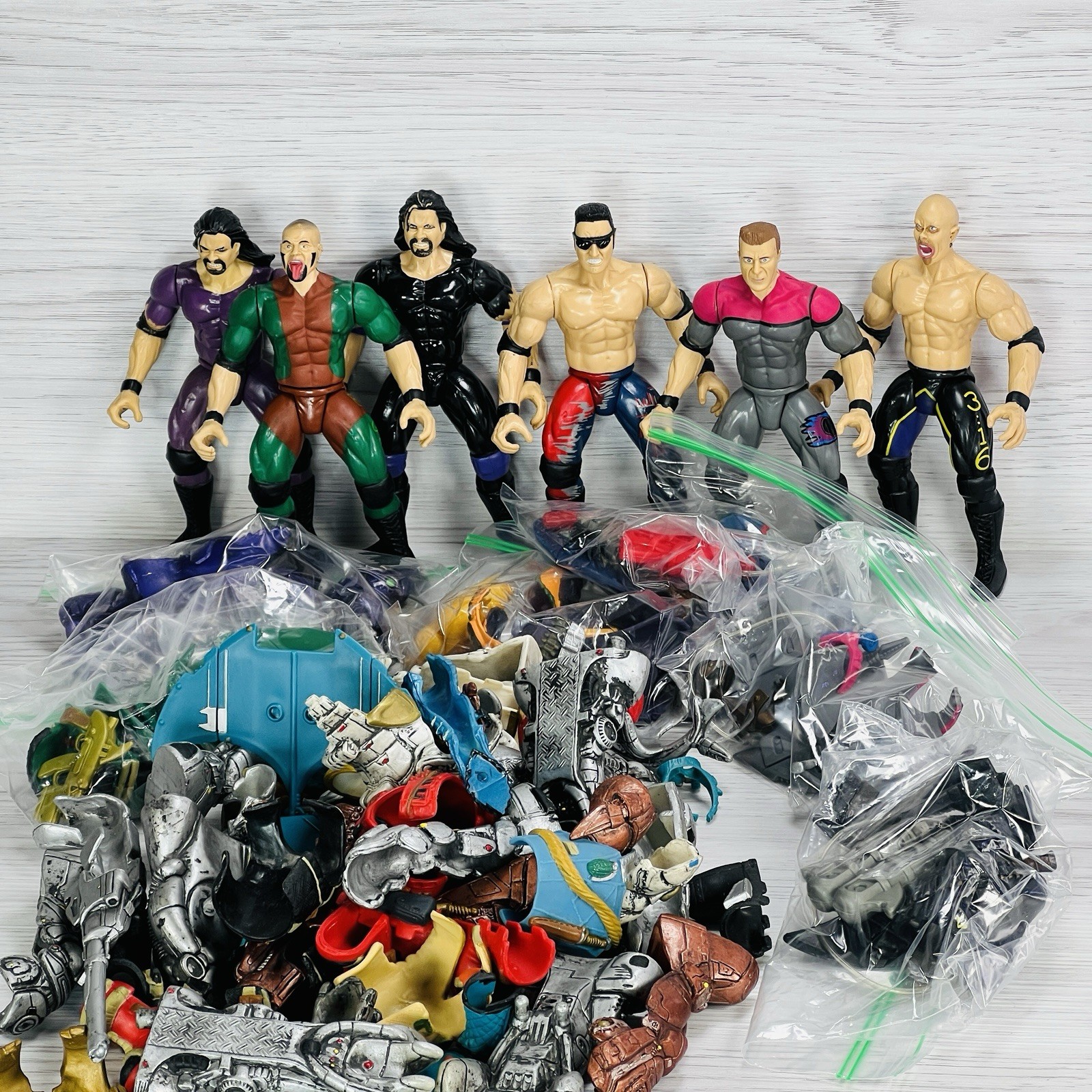 WWE Stomp Accessories Lot Figure Weapons Rock Stone Cold Undertaker Space WWF