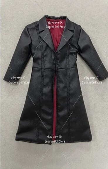 1/12 Black Leather Long Windbreaker Coat Blade Male Clothes For 6”Action Figure