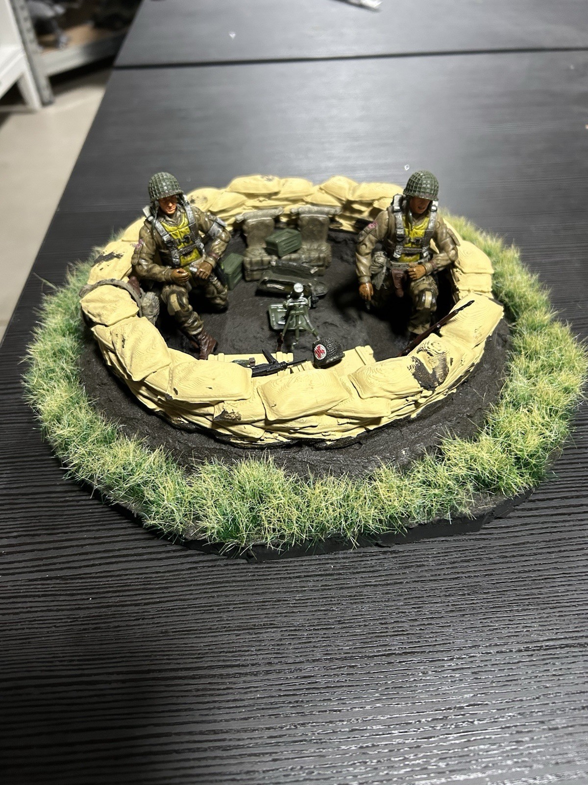 Custom 1:18 WWII Mortar Pit Diorama 3.75 Inch US Paratroopers 60mm Mortar Figure