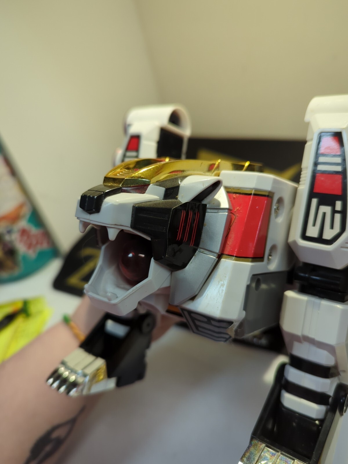 1994 Mighty Morphin Power Rangers White Tigerzord & Ranger Deluxe 98% Complete