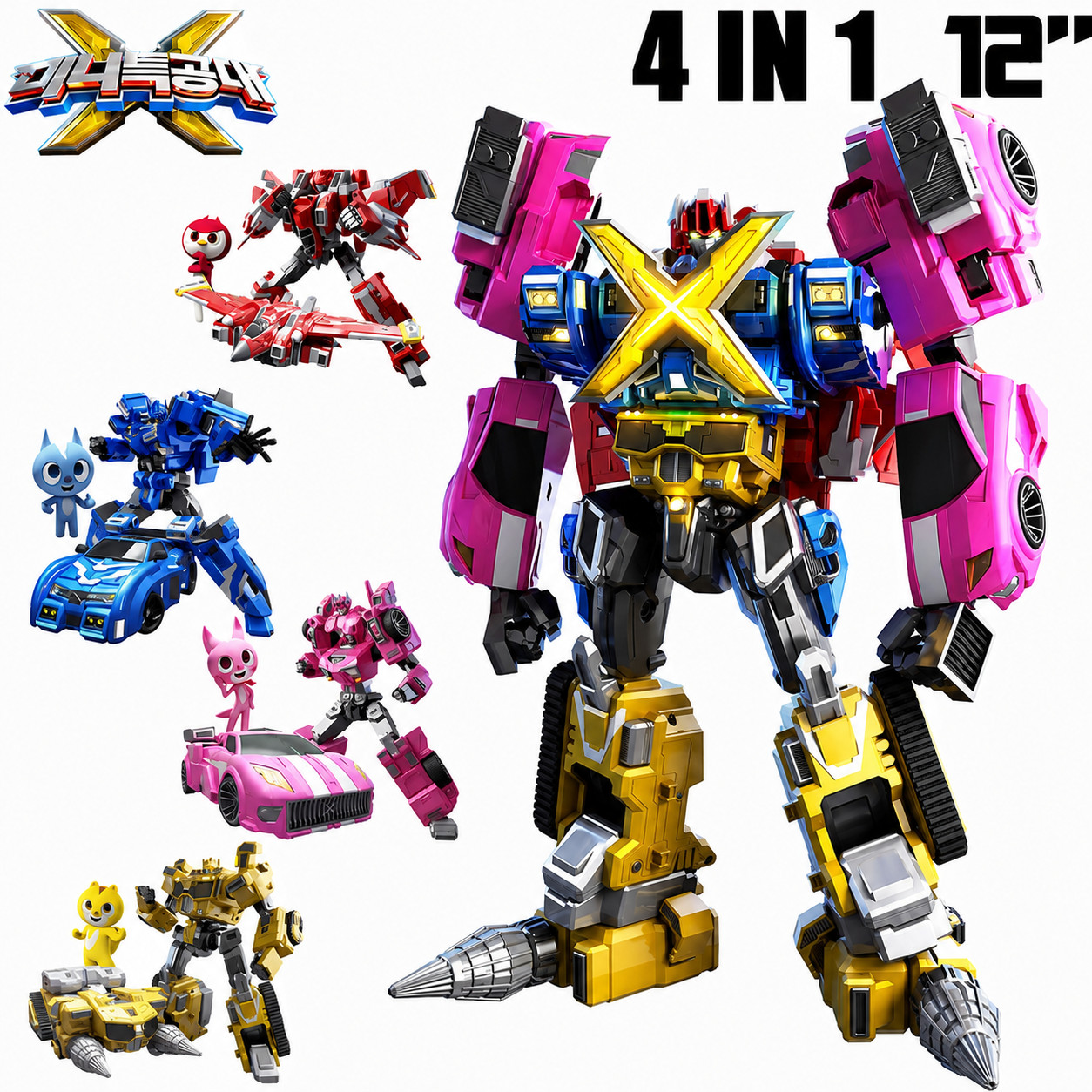 MiniForce X-Tron Ranger Vehicle Robot Car Bot Figure 4 in 1 Combiner No Box