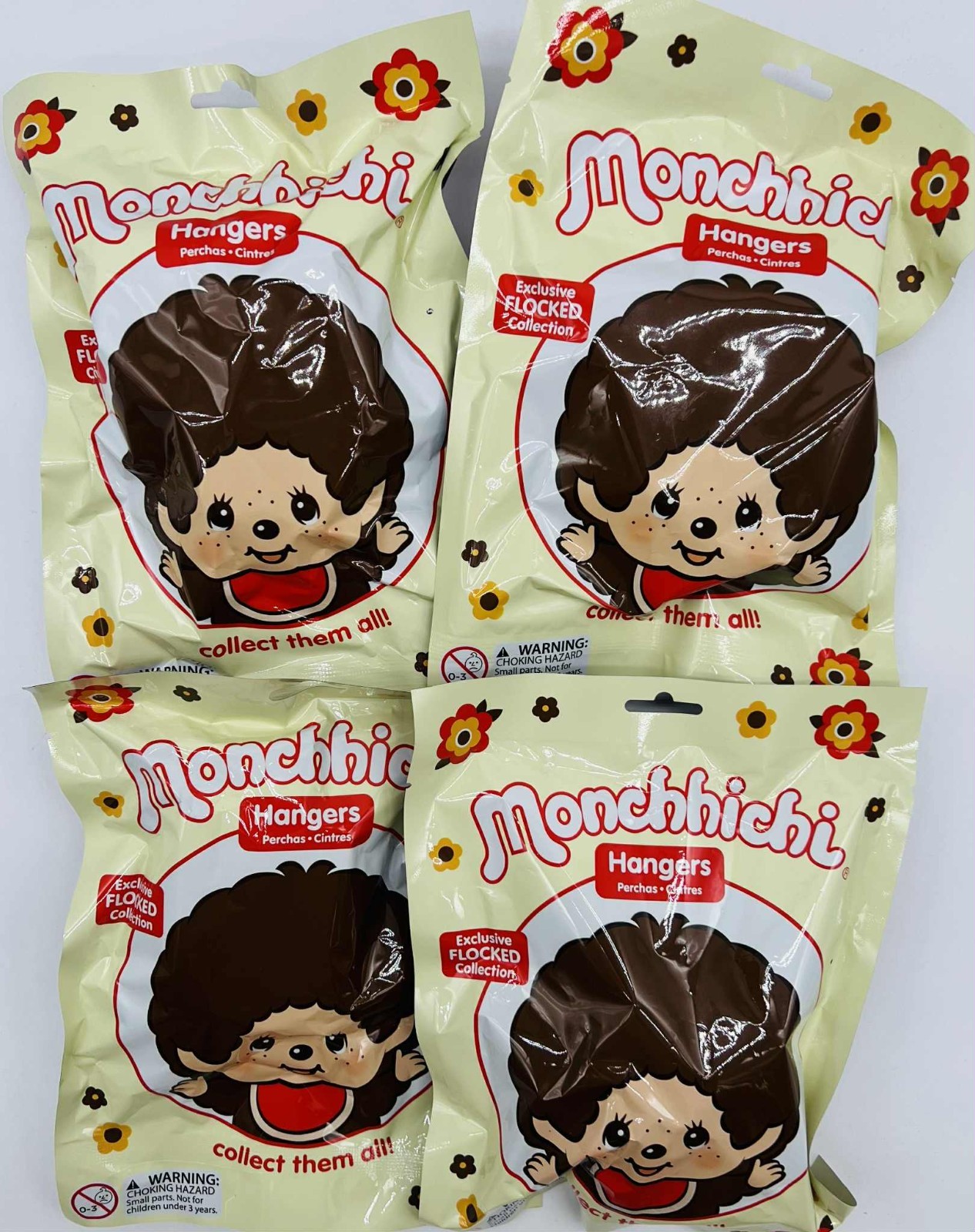 4x Monchhichi Flocked Exclusive Collection Blind Bag Figure Hanger Sealed