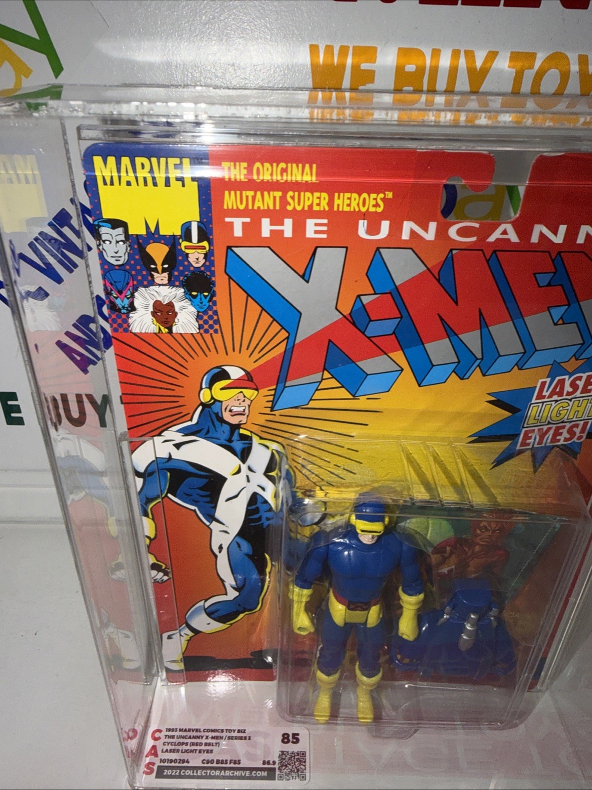 X-Men The Uncanny X-Men Cyclops Laser Light Eyes 1993 ToyBiz CAS 85 GRADED 🔥