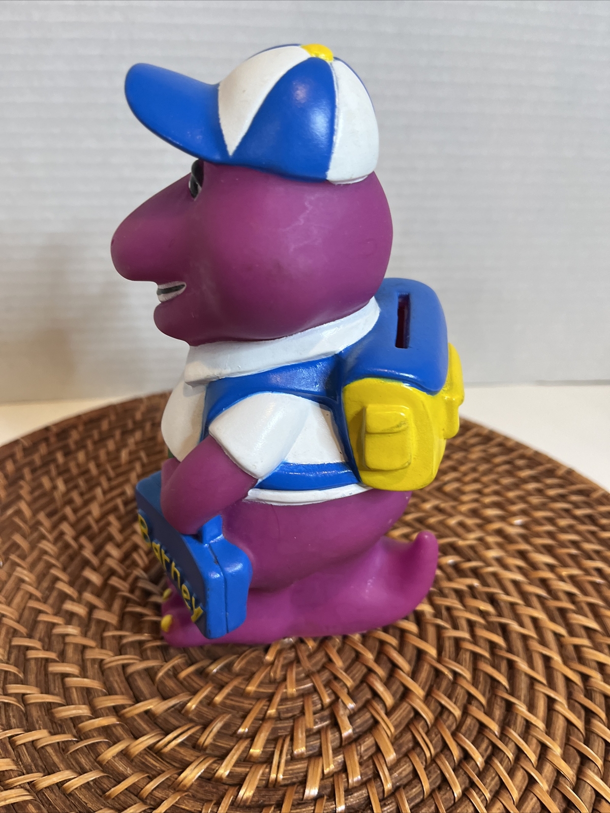 Vintage 1992 Lyons Group Barney Purple Dinosaur Coin Piggy Bank Back to School