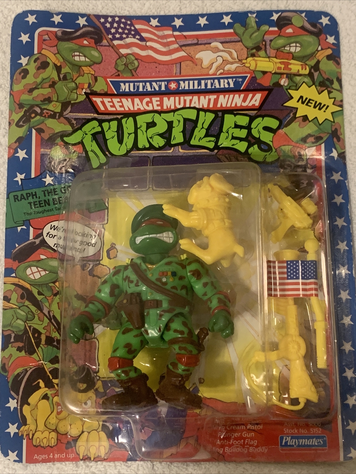 Teenage Mutant Ninja Turtles Raph, The Green Teen Beret Mutant Military New 1991