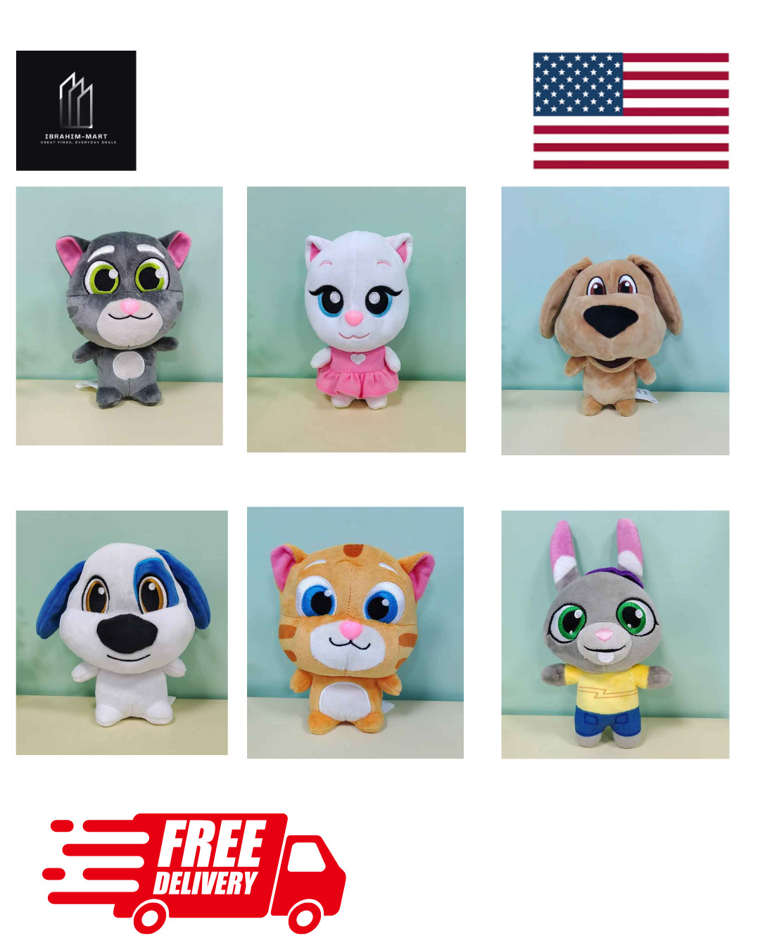 6 Set Talking Tom And Friends Plush Doll Tom Figure Doll Toys Ben Hank Gift 6in