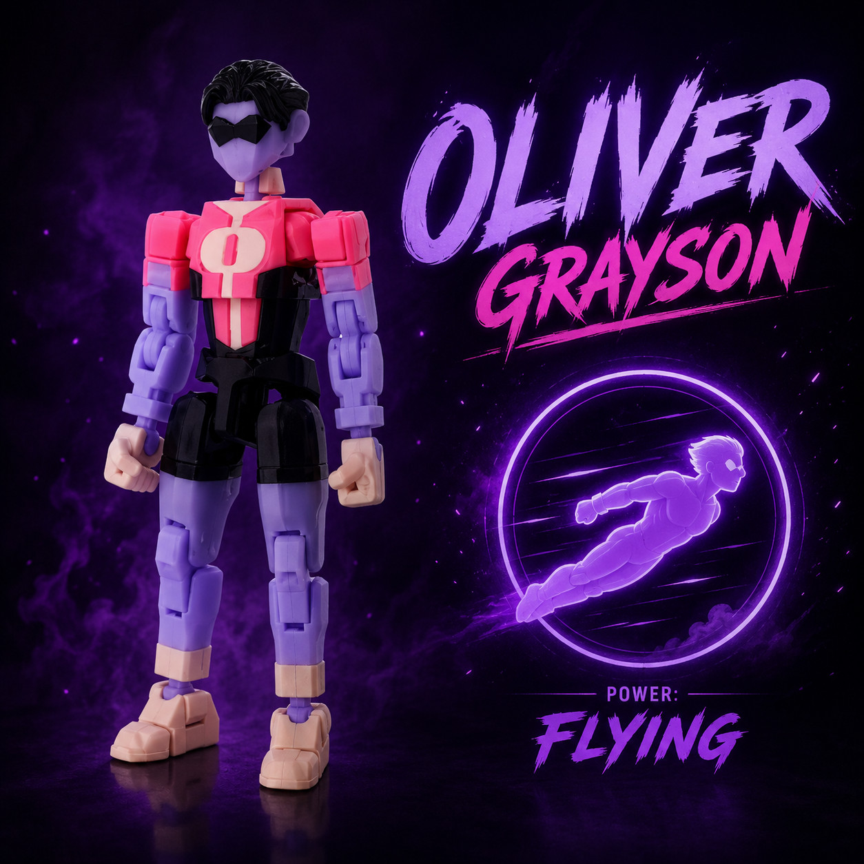 3D Printed Invincible Oliver Action Figure – Multi-Jointed Superhero Anime