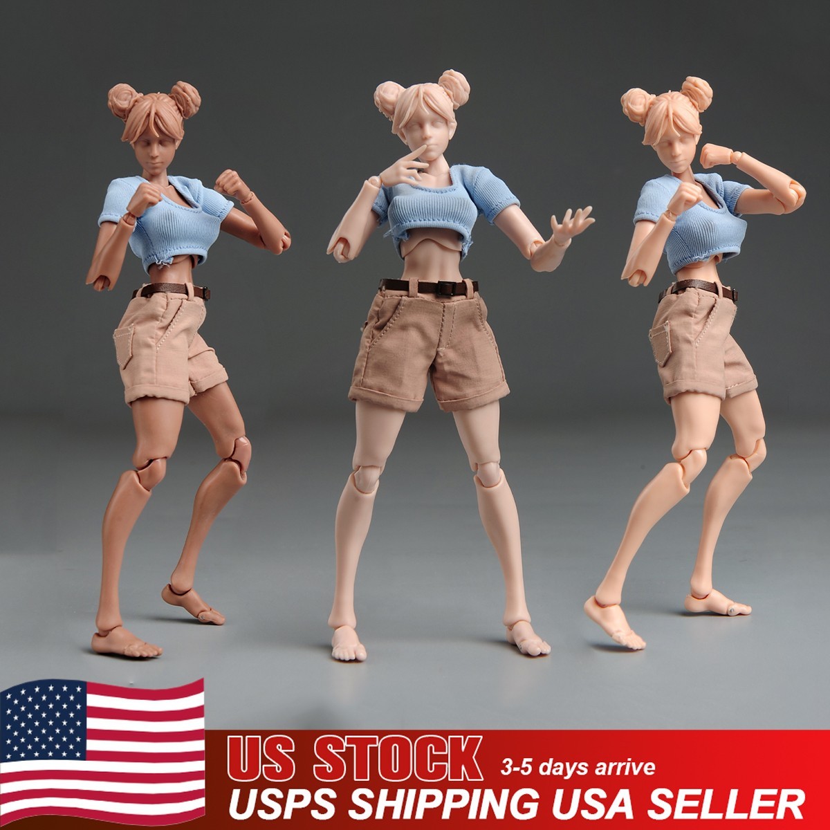 USA Romankey X COWL 1/12 Female Soldier Figure 6inch Pale Skin Joint Body Model