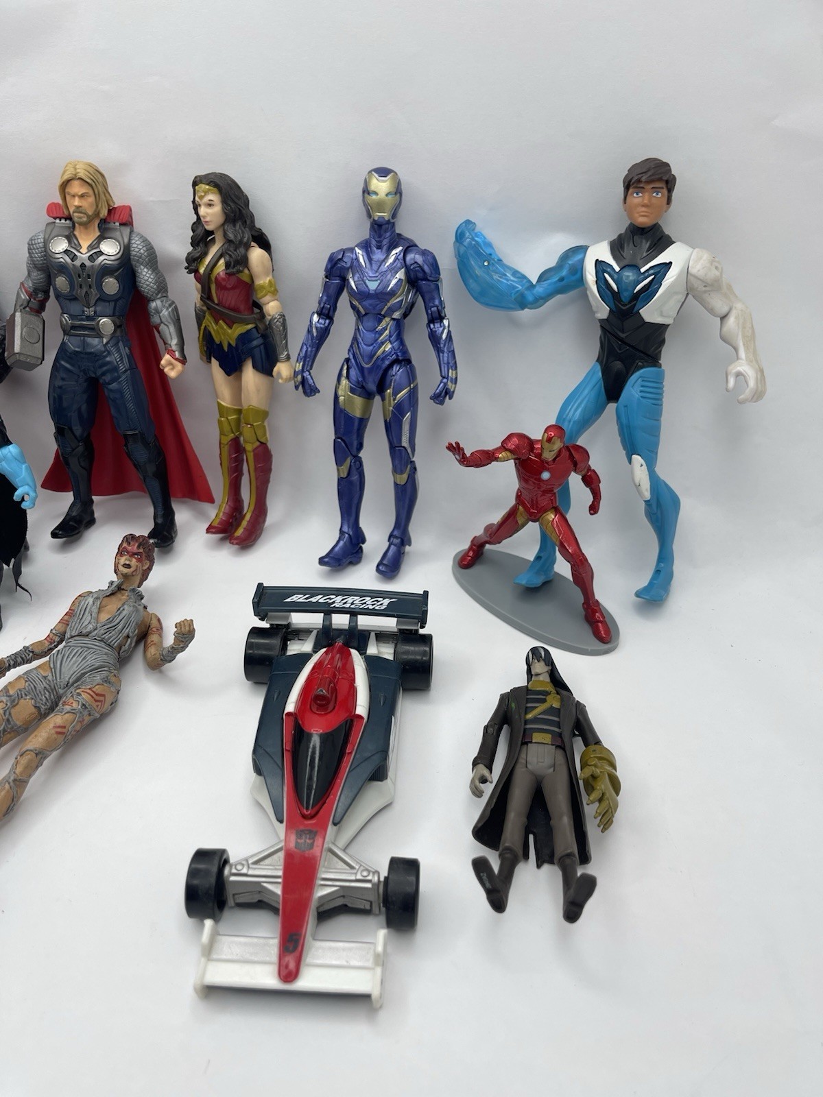 Lot of 14 Action Figures Marvel, DC, Power Rangers, Transformers Toy Bundle