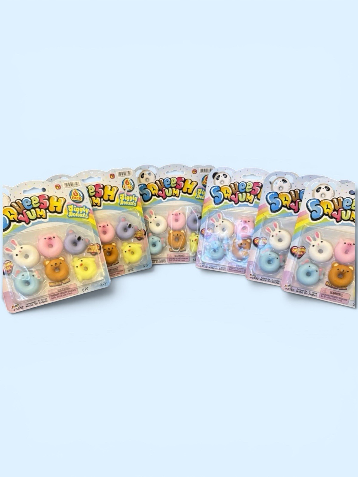 (1) NEW JARU 6 pack SQUEESHY YUM jiggly donut fidget squeeze & stretch toys.