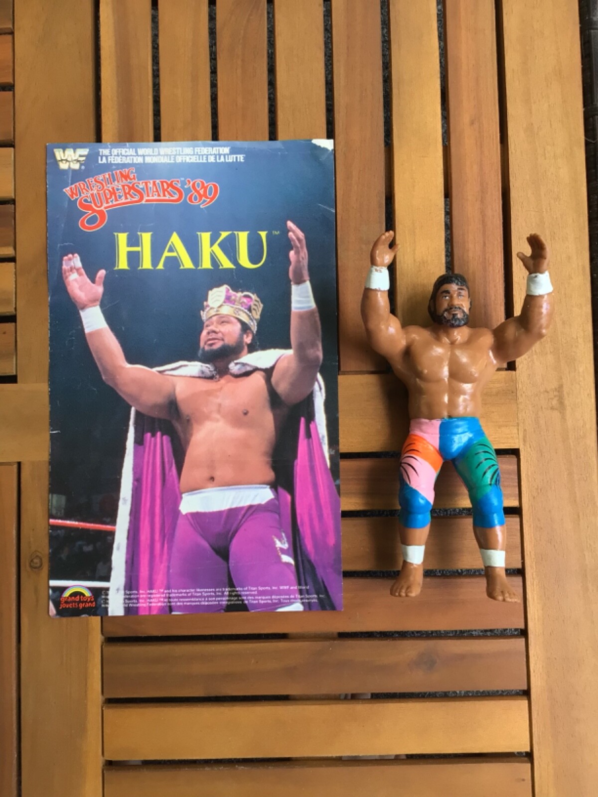 WWF HAKU WRESTLING SUPERSTARS ACTION FIGURE/POSTER LJN 1989 BLACK CARD SERIES 6