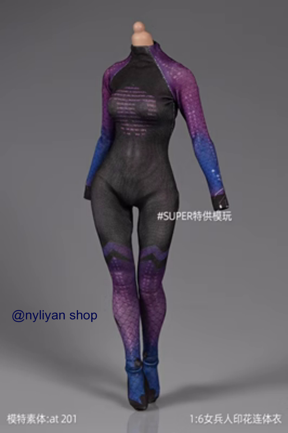 1/6 Female Purple Elastic Tight Bodysuit Clothes F 12″PH TBL Action Figure Body
