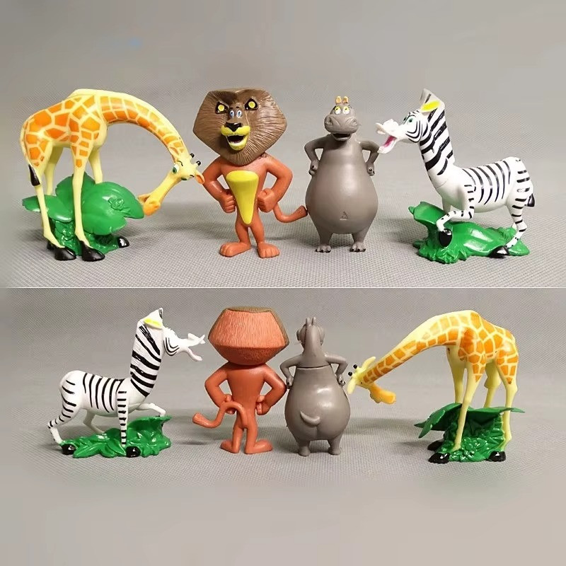 4pcs Madagascar Animal Lion Zebra Giraffe Collection Action Figures Decoration