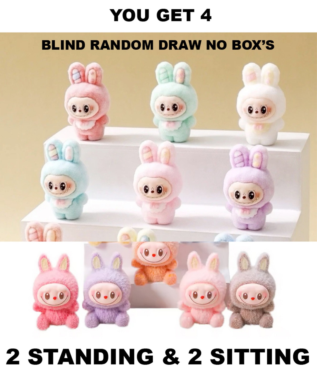 Mini Series Flocking Figures 4cm Cute Gift DIY Decor Toys Kawaii Big Into Energy