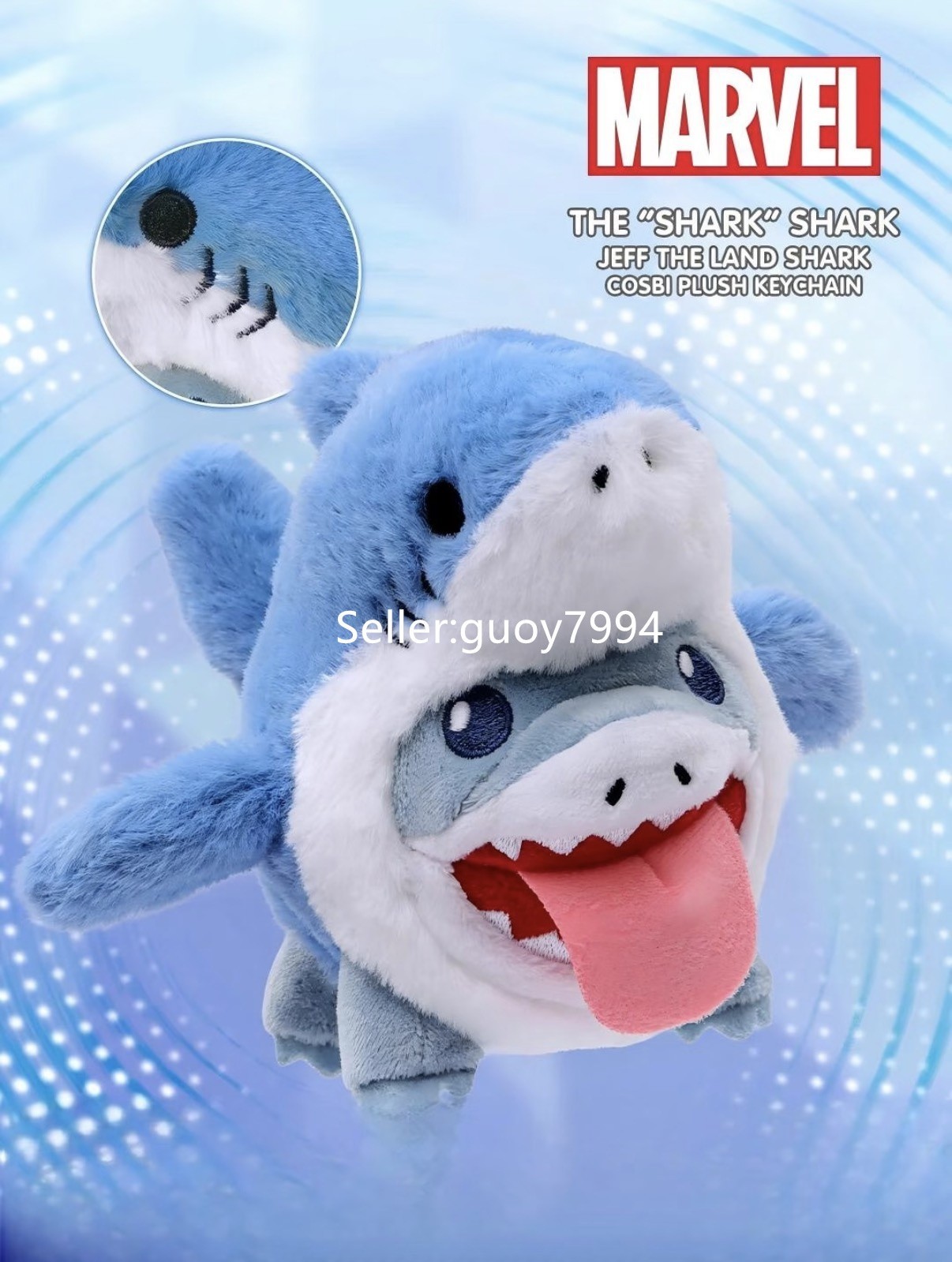 Jeff the Land Shark Marvel Plush Bag Charm Keychain Stuffed Toy 5″ _7c