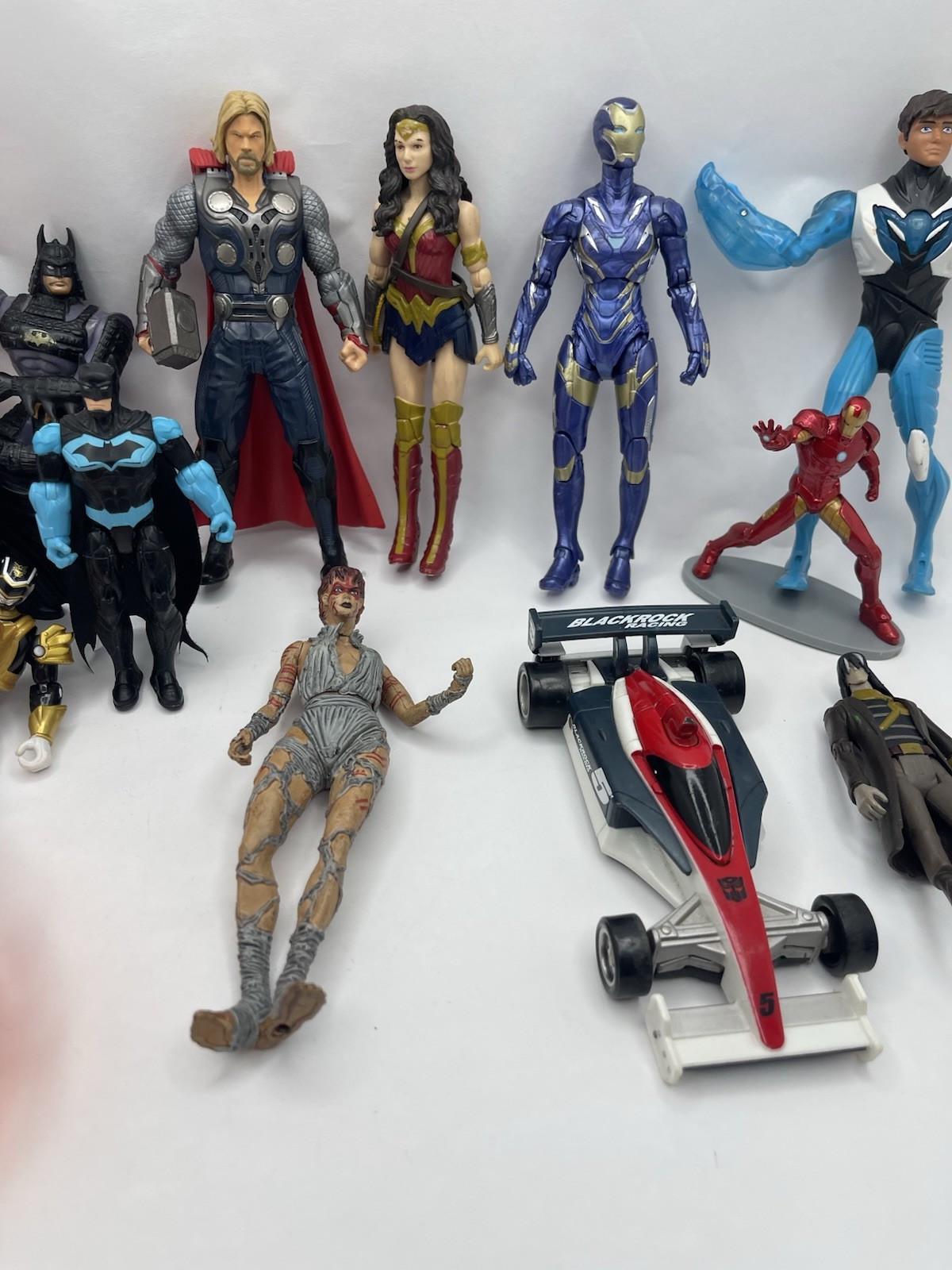 Lot of 14 Action Figures Marvel, DC, Power Rangers, Transformers Toy Bundle