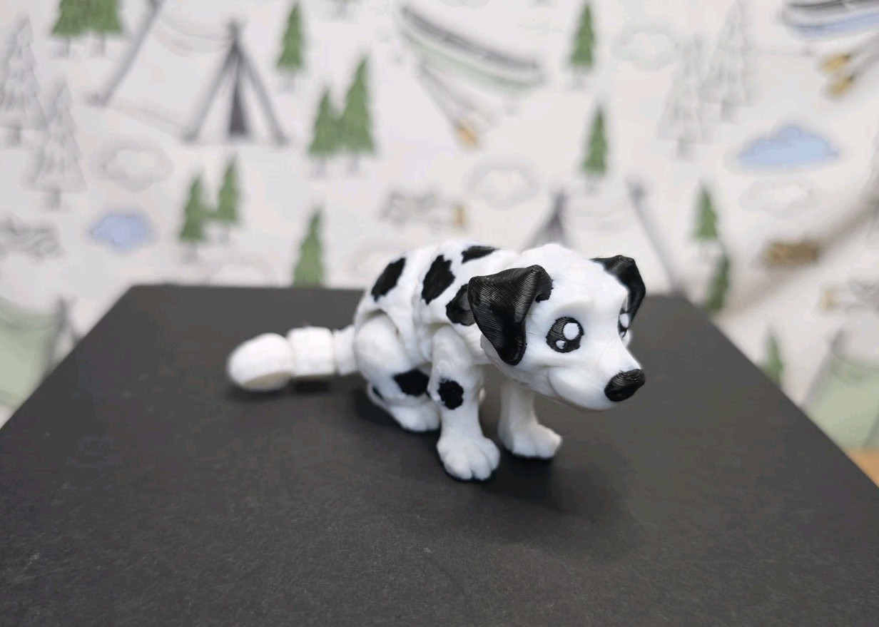 Mini Dalmatian Dog -100 mm Long – 3D Printed Articulated Flexi Fidget Toy!
