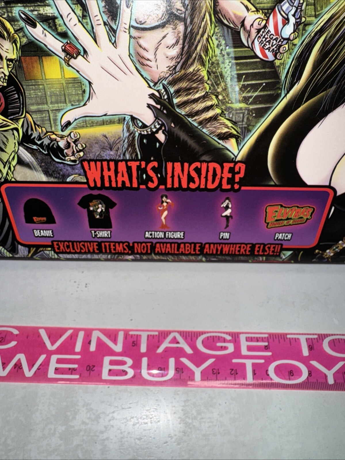 ELVIRA House Of Horrors LARGE T-SHIRT Loot Box NECA FIGURE Set HALLOWEEN Pinball