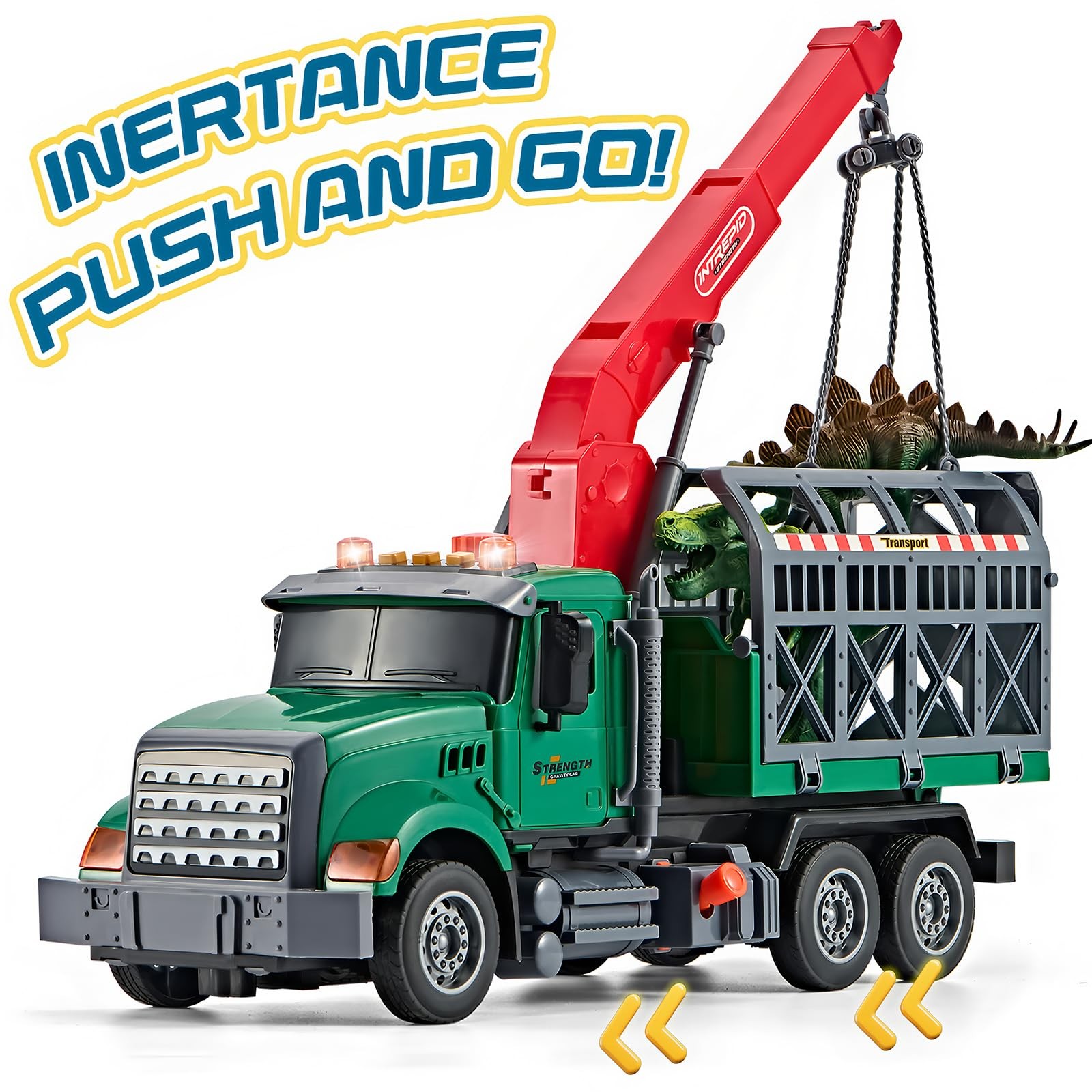 LerBao Large Dinosaur Transport Truck Toys for 3 4 5 6 7 8 Year Large, Color