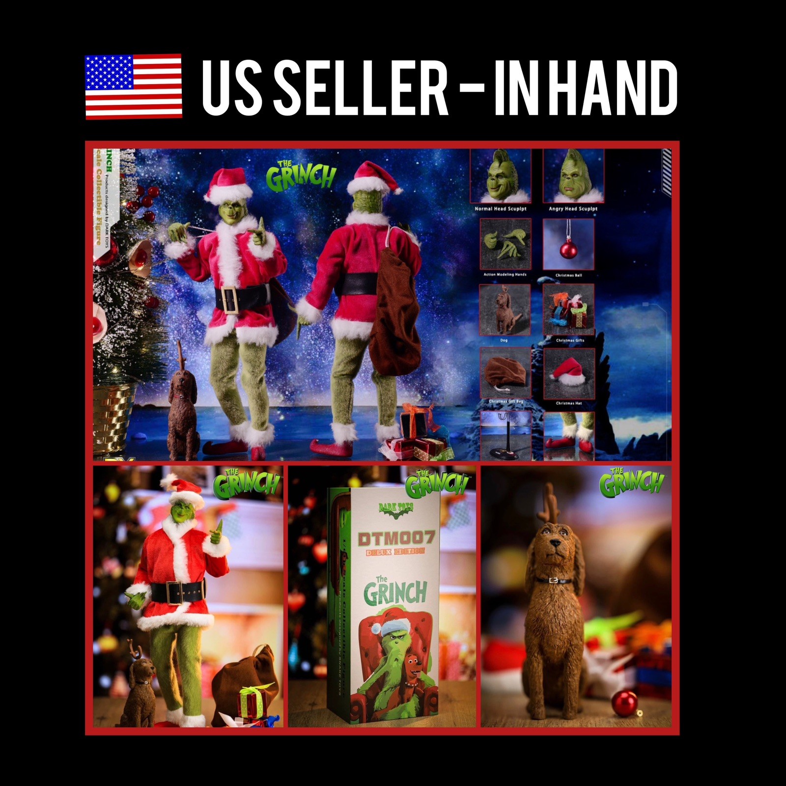 1/6 Grinch How the Grinch Stole Christmas Figure DARK TOYS DTM007 US Seller NEW
