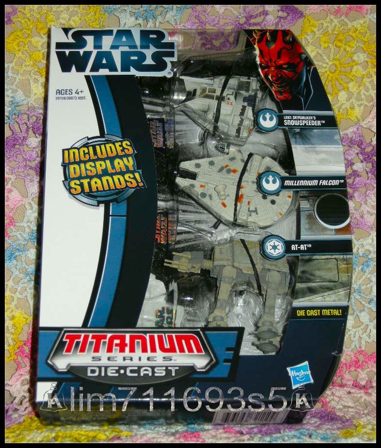 Star Wars Titanium Series 3-Pack Snowspeeder Millennium Falcon AT-AT – New!!