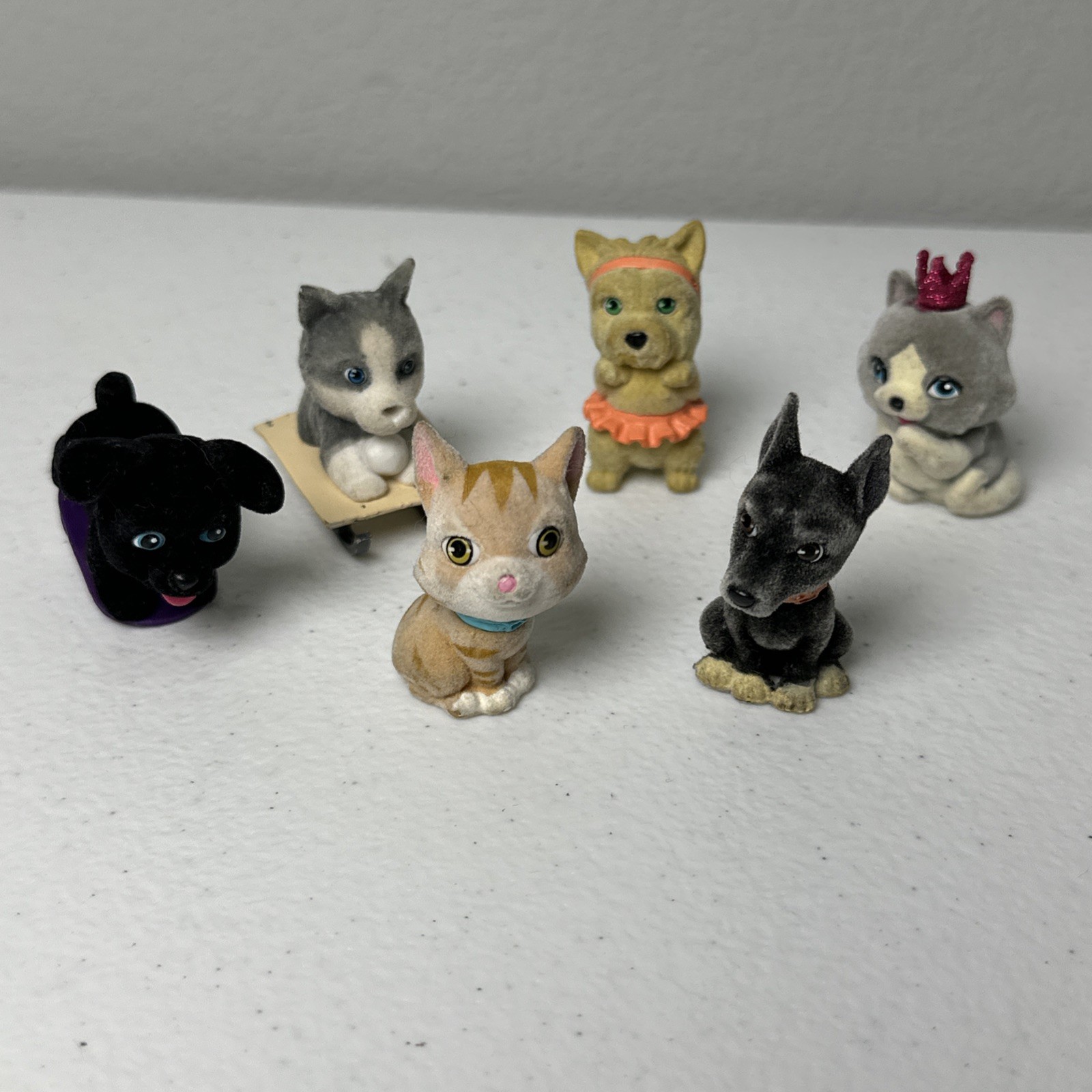 KITTY PUPPY IN MY POCKET Lot of 6 – Flocked Pets