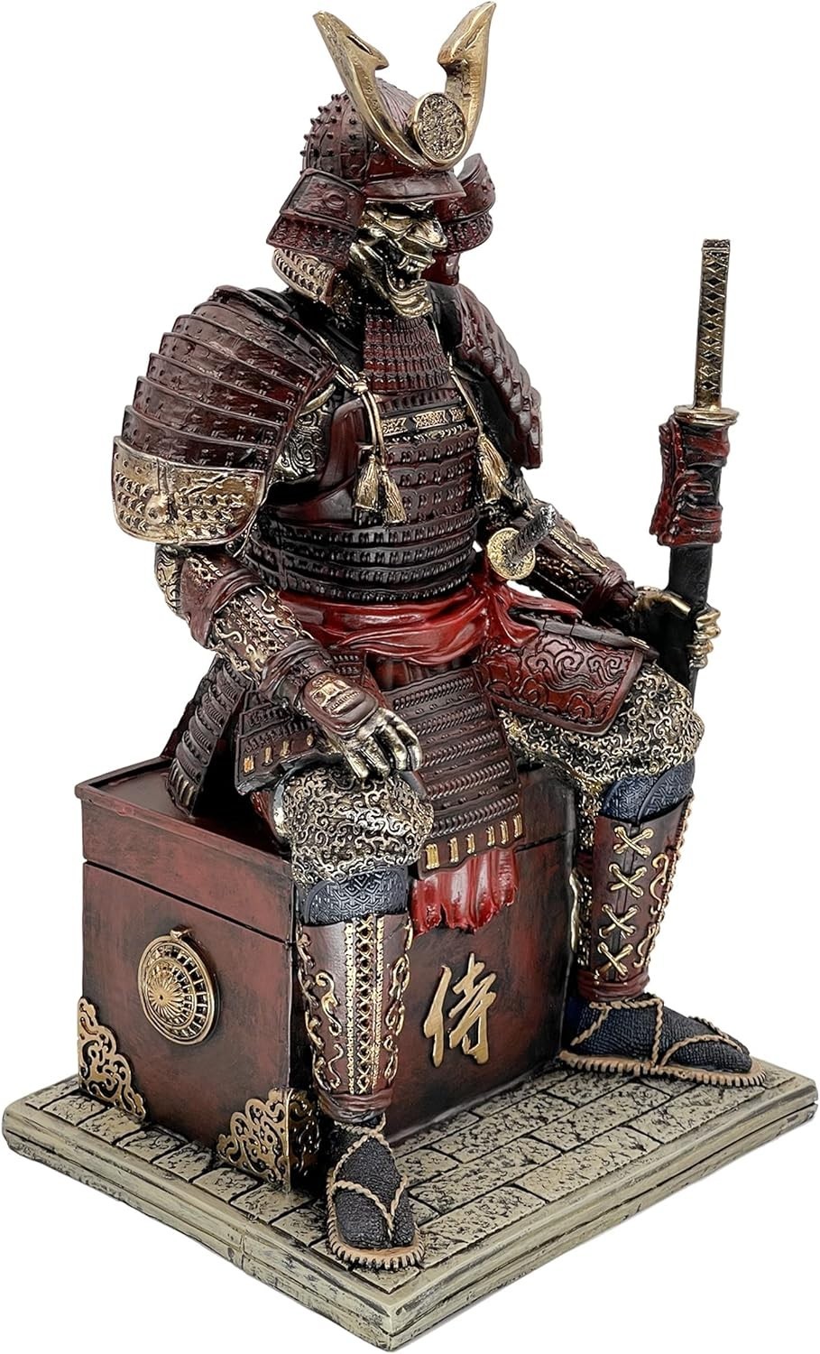 Japanese Samurai Warrior Figurine – Red Gold Decor^-